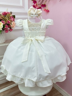 Vestido Infantil Off White Cinto de Pérolas Casamento Luxo na internet