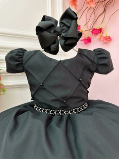 Vestido Infantil Preto Com Cinto de Pérolas - comprar online