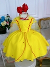 Vestido Infantil Bela e a Fera Com Capa e Pérolas Princesas