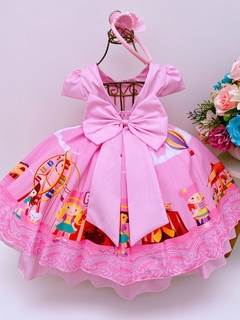 Vestido Infantil Festa Circo Rosa Cinto Pérolas Strass Luxo na internet