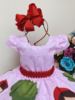 Vestido Infantil Festa Chapeuzinho Vermelho Rosa e Vermelho Cinto Pérolas - comprar online