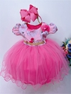 Vestido Infantil Bebê Rosa Saia Pink Florido