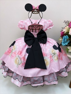 Vestido Infantil de Festa Fantasia Minnie Rosa Floral na internet