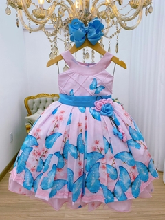 Vestido Infantil Jardim das Borboletas Rosa - Gilerá Fashion