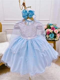 Vestido Infantil Frozen com Capa e Pérolas - Gilerá Fashion