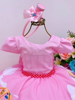 Vestido Infantil Festa Circo Rosa Cinto Pérolas Strass Luxo - comprar online