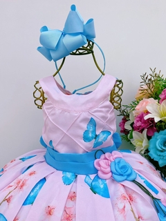 Vestido Infantil Jardim das Borboletas Rosa - comprar online