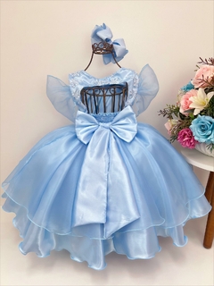 Vestido Infantil Frozen e Cinderela Com Renda Cinto Pérolas na internet