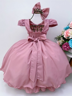 Vestido Infantil Rosê Renda Damas Cinto Pérolas na internet