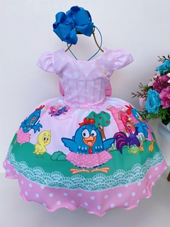 Vestido Infantil Galinha Pintadinha Rosa Luxo Princesas