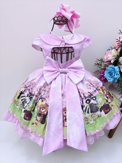 Vestido Infantil Rosa Bosque Jardim Encantado Cinto Pérolas na internet