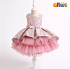 Vestido Infantil Importado de Luxo para Festa Bordado Rose