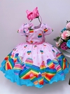 Vestido Infantil Rosa Estampado Pop It