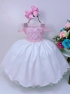 Vestido Infantil Rosa Pérolas