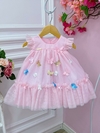 Vestido Infantil Bebê Rosa Jardim Encantado Luxo