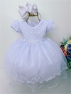 Vestido Infantil Bebê Branco Busto Pérolas