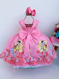Vestido Infantil Festa Magali Rosa Claro Flores Luxo na internet