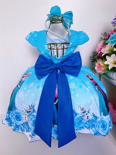 Vestido Infantil Festa Frozen Princesa Gelo Olaf Luxo Pérolas na internet