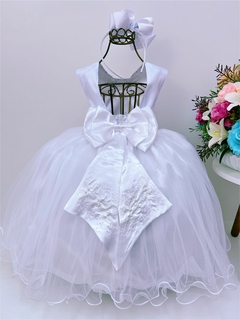 Vestido Infantil Longo Branco Damas Princesas Luxo Festas na internet