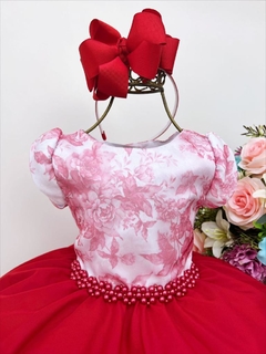 Vestido Infantil de Festa Saia Vermelha e Busto Floral - comprar online