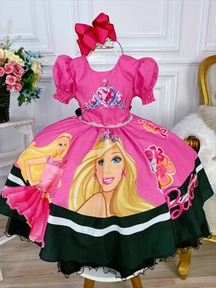 Vestido Infantil Princesa Barbie Rosa Chiclete