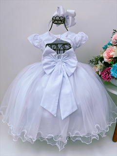 Vestido Infantil Branco com cinto de Strass Batizado Daminha na internet