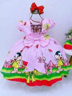Vestido Infantil Festa Magali Laços Rosa Cinto Pérolas na internet