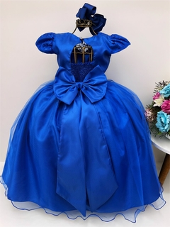 Vestido Infantil Longo Dama de Honra Azul Royal Casamentos Renda na internet
