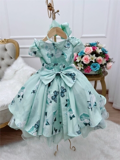 Imagem do Vestido Infantil Verde Jardim das Borboletas Luxo