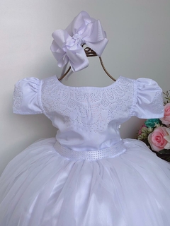 Vestido Infantil Longo Branco Damas Luxo Brilho Festa Casamento - comprar online