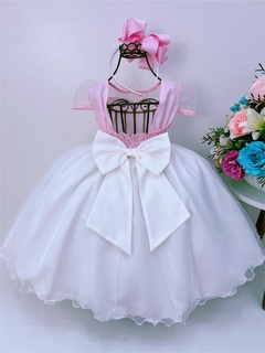 Vestido Infantil Rosa Pérolas na internet