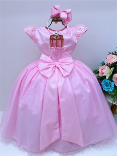 Vestido Infantil Longo Dama de Honra Rosa Casamento Renda na internet