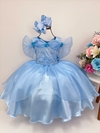 Vestido Infantil Frozen e Cinderela Com Renda Cinto Pérolas