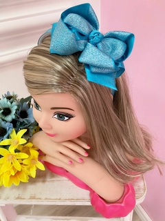 Tiara Infantil Azul Tiffany Nó Lurex Glitter