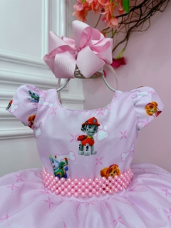 Vestido Infantil Patrulha Canina Rosa com Cinto de Pérolas - comprar online
