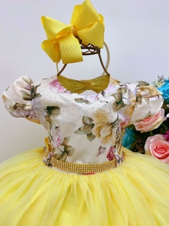 Vestido Infantil de Festa Luxo Amarelo Floral - comprar online