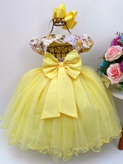 Vestido Infantil de Festa Luxo Amarelo Floral na internet