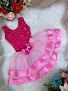 Fantasia Infantil Barbie Pink Body e Saia Rosa Luxo - comprar online