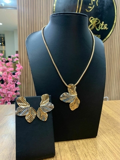 CONJUNTO MEIA ORQUÍDEA MIX NOS DOIS BANHOS DOURADO E PRATEADO