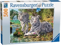 14793 Rompecabezas Puzzle Ravensburger 500 Pzas Familia de Tigres Blancos
