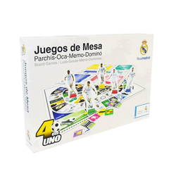 34117 Juego De Mesa 4 en 1 Real Madrid Parchís-Oca-Memo-Domino
