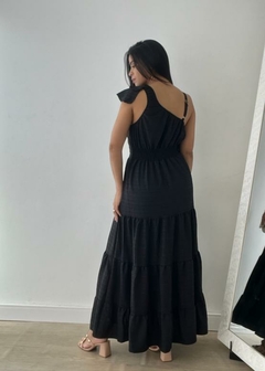 Vestido longo um ombro so preto