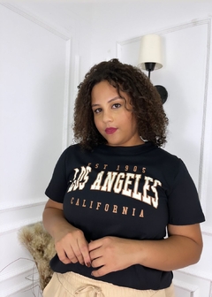 T-shirt Los Angeles preta plus