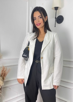 Blazer linho com botão off white - Muudy