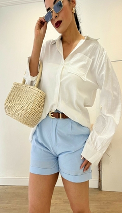 Camisa de algodão com bolso branca - comprar online