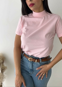 Imagem do Blusa basica gola alta camista t-shirt rosa claro