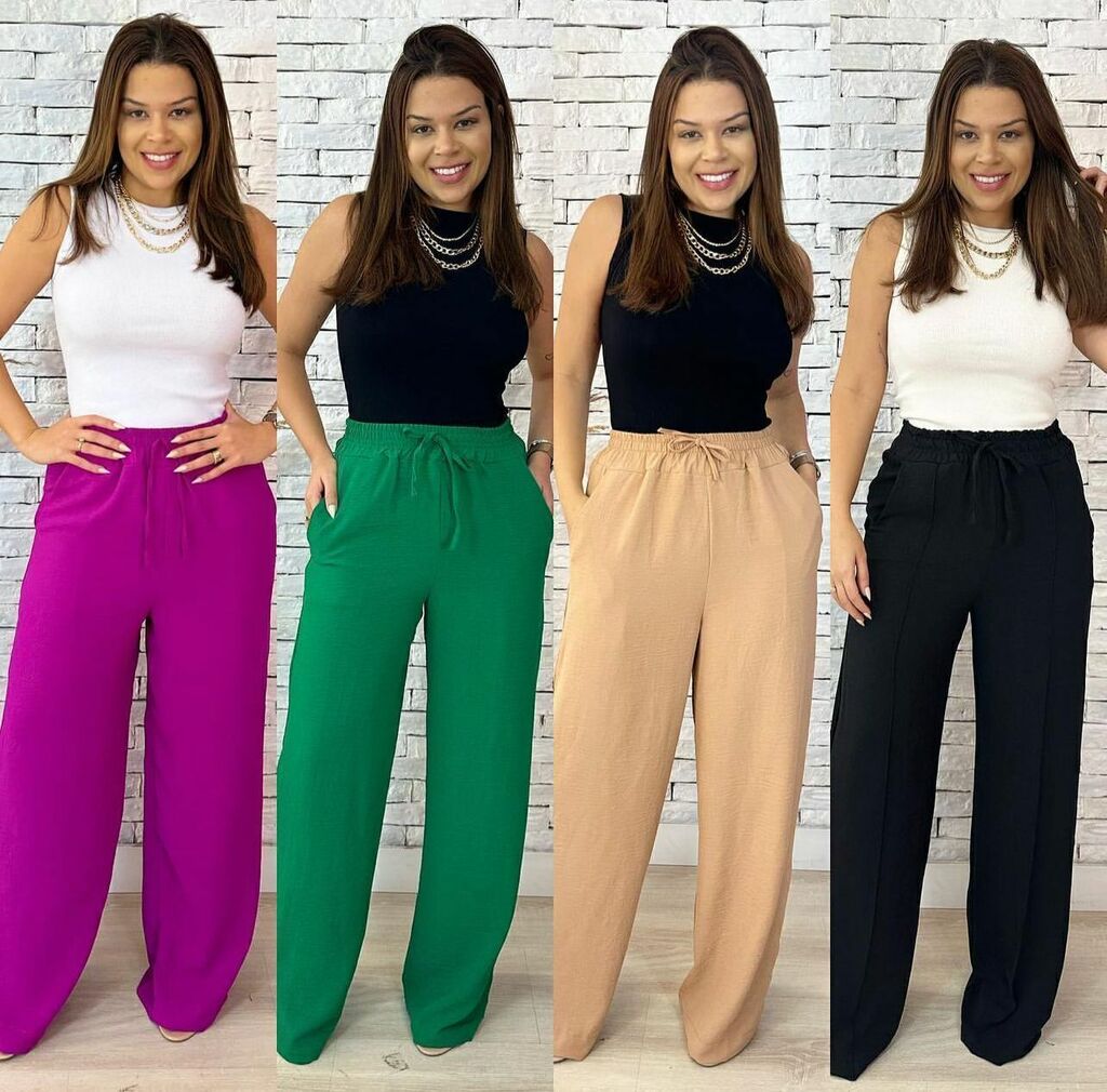 Calça de tecido com laço store na cintura