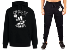 CONJUNTO MICKEY CHINGA TU MADRE BUZO + JOGGING NEGRO