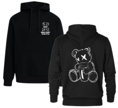 BUZO CANGURO OSO BEAR URBAN STREET WEAR STYLE 10 OSO Y VASO BUZO NEGRO