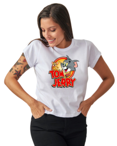 Remera Blanca Mujer Tom y Jerry